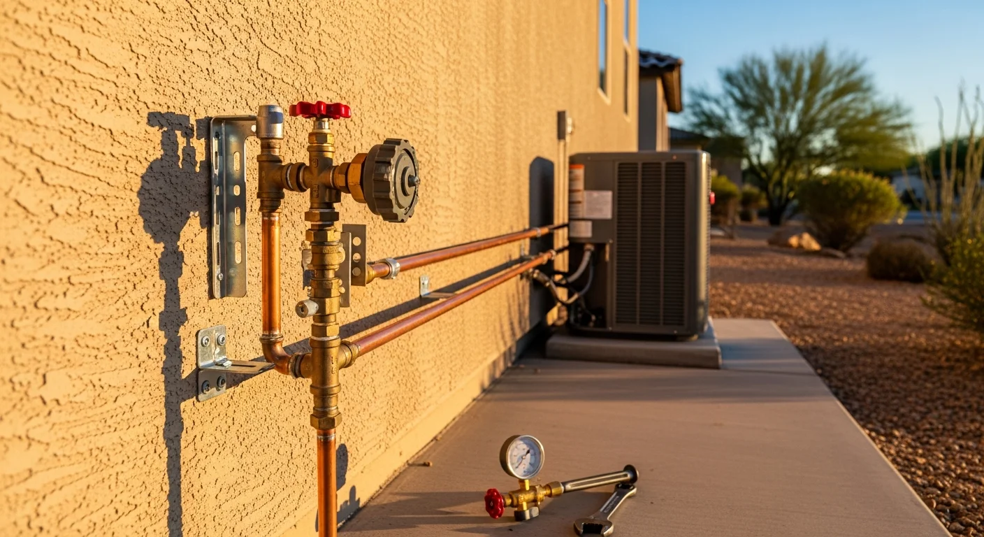 Gas line installation for kitchen appliance